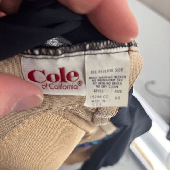 Vintage Cole of California One Piece Black Blue Purple Size 10 EUC - Picture 5 of 5